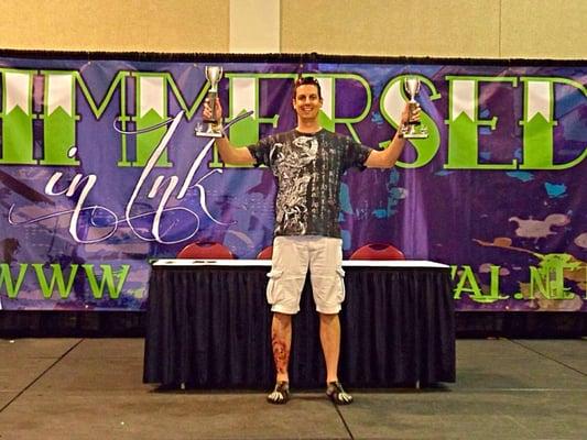 1st and 2nd place for oriental design at the Immersed in Ink Tattoo Festival