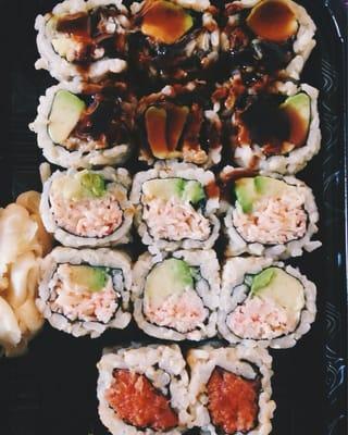 3 for $11 lunch special (1/4th eaten). The maki rolls come in sets of 6 large-ish rolls.