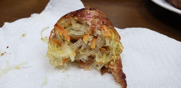 Close up of the stuffed chicken wings.