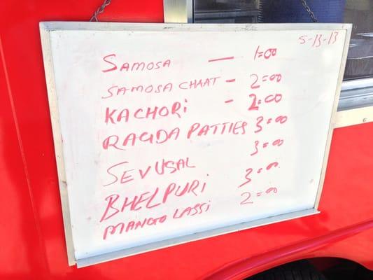 The menu changes every day but that's a sample for prices