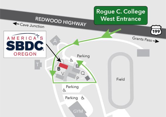 The SBDC is located in B Building on the RCC Redwood Campus. Take the West Entrance off Redwood Highway.