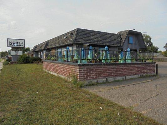 Outside of the building, view looking north.