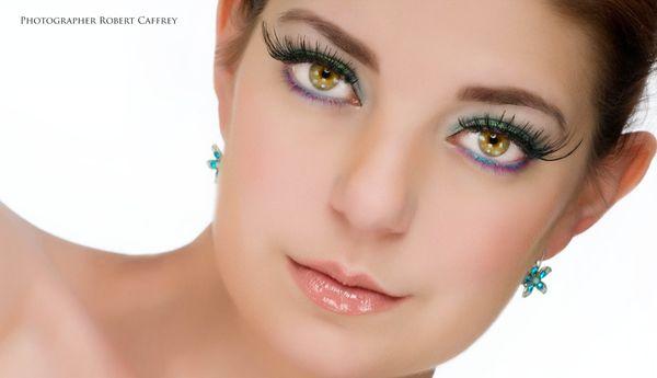 Portrait headshot model client Valerie Whitaker for tear sheet comp card portfolio filmed in studio by photographer Robert Caffrey