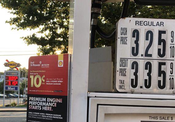 .20 cents a gallon cheaper right across the street. So much for being competitive......