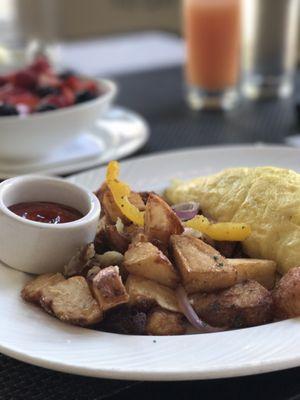 Delicious bacon omelette get an extra side of bacon instead of toast