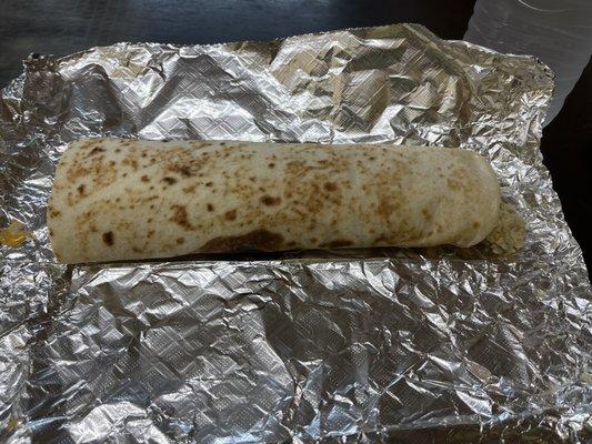 Egg and Sausage burrito w bean.