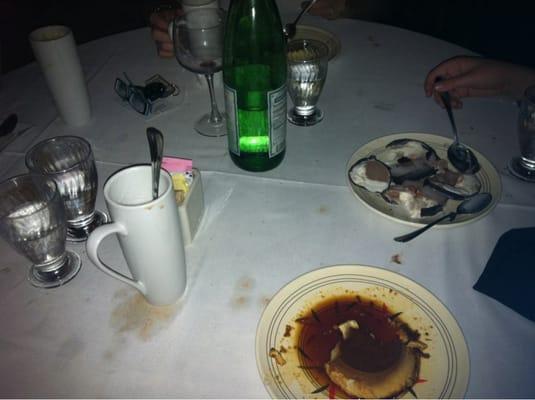 Ice cream, cappuccino and flan. Delicious!!