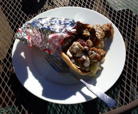 GIGANTIC lamb gyro on a dinner plate!