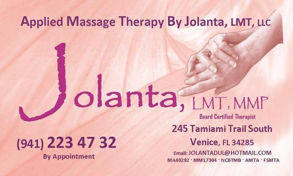 Massage Therapy BY Jolanta, LMT, MMP