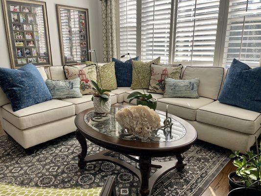 All deco pillows created by Rogers Brothers Fabrics.