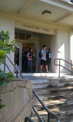 The entrance to Crawford Hall