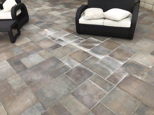 The section that mike did not allow to dry before sealing. This picture is from 4 months after the sealing and the stain is not going away.