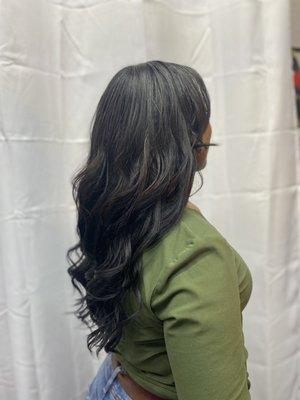 Silk Press with 18 inch Tape-in extensions.