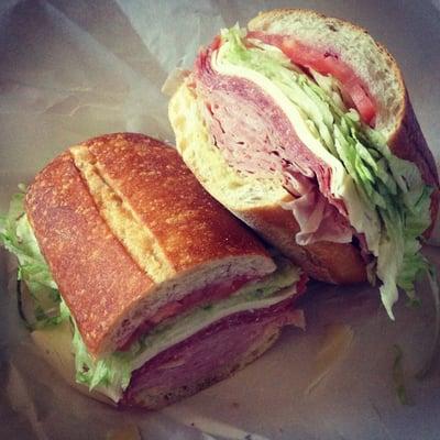 Ham, salami, provolone on Italian Bread.