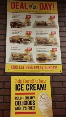 Deal of the Day- $8.99 Get a free ice cream cone after your meal!