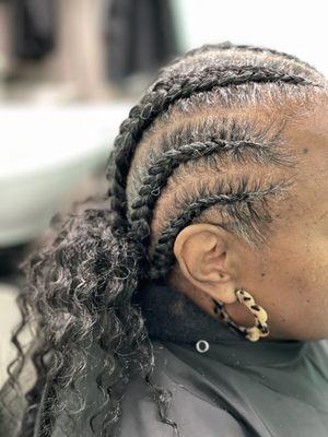 Salt and Pepper - Protective Braid Styling