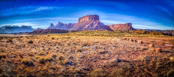 Beautiful panoramic vista looking toward Castle Valley.