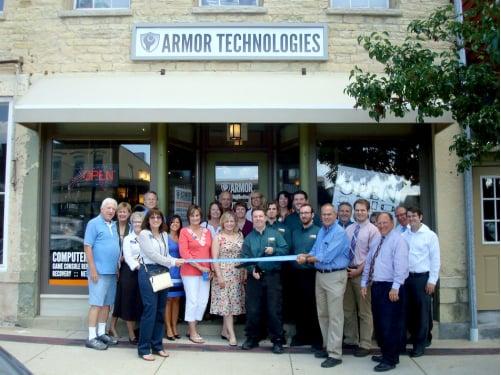 Armor Technologies grand opening of its third location in downtown Geneva, IL with the Chamber of Commerce.