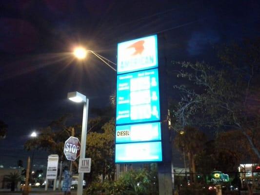 Overexposed shot of their sign. Camera phone...