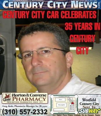 Business owner Yuval Palmon, on the cover of Century City News, October 2014