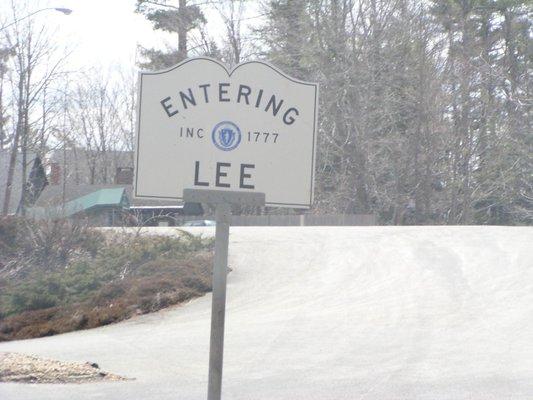 Entering Lee, Massachusetts Sign from Stockbridge.