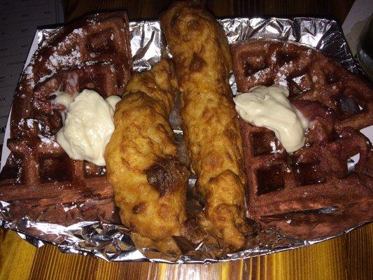 Red velvet chicken and waffles!