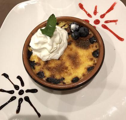 Vanilla creme brulee looked great but wasn't good. Topping was burnt but not crunchy and custard was overheated to the point of curdling.