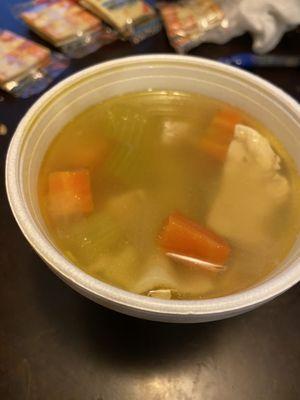 Homemade chicken noodle soup. Huge chunks of everything!
