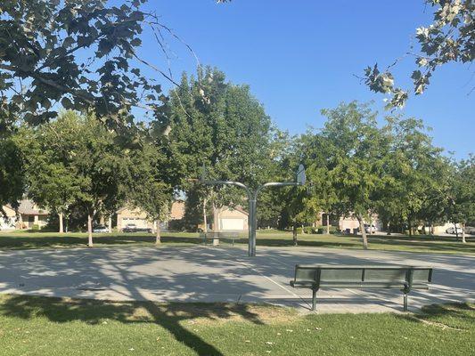 Basketball courts and benches