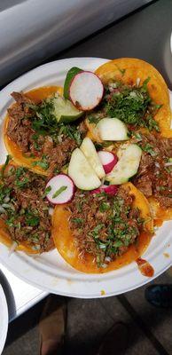 Shreded stew Tacos. The truck located at 78th streed roosevelt ave. Oposit drom the parking lot.