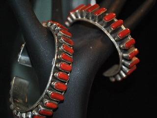 silver bracelet w/ coral..