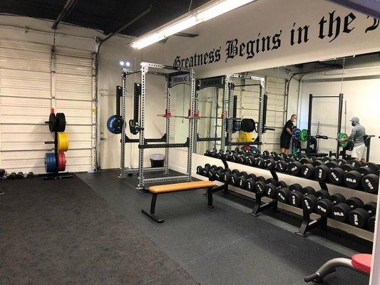 Rogue power racks and dumbbells up to 100lbs!