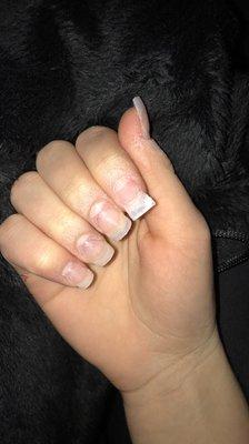 My pointer finger is the only nail on this hand that the lady had worked on, I asked her to fixed it and got attitude.