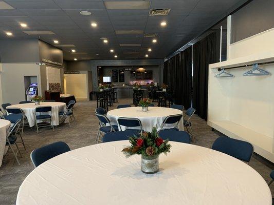 Our Lounge space offers a convenient space for more intimate gatherings of less than 100 people.