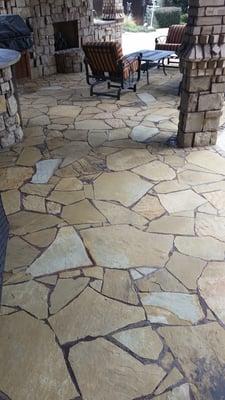 Old topical sealer removed and natural stone sealer applied.