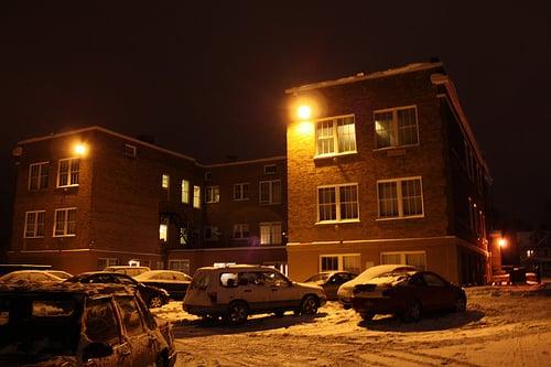 Parking lot & back of building