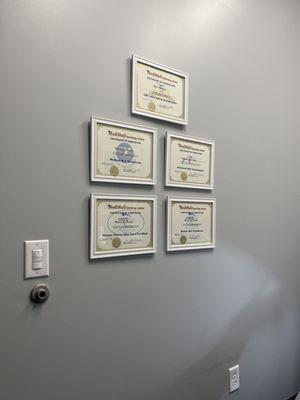 Wall of certifications