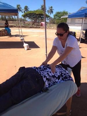Massaging for employee appreciation party. 3 little birds provided 3 therapist for 3 hours to give all guests 15 min massage