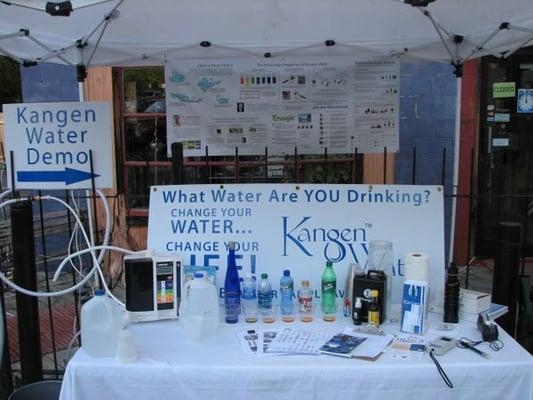 Kangen Water® display at the Yellow Springs, Ohio farmers market.