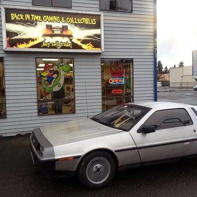 The outside of our shop. You can't miss it. Inside are video games and toys.