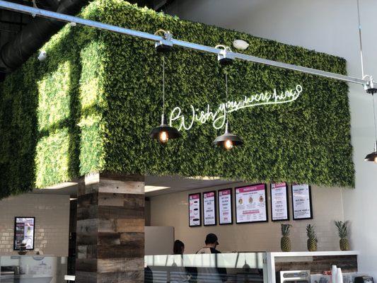 Kitchen and prep area is visible and kept nice and clean.