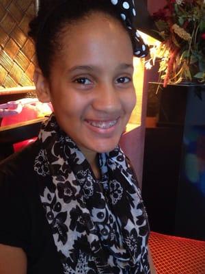 Mikki at the best orthodontist in town; about to get an adjustment! Love this place and all the employees!
