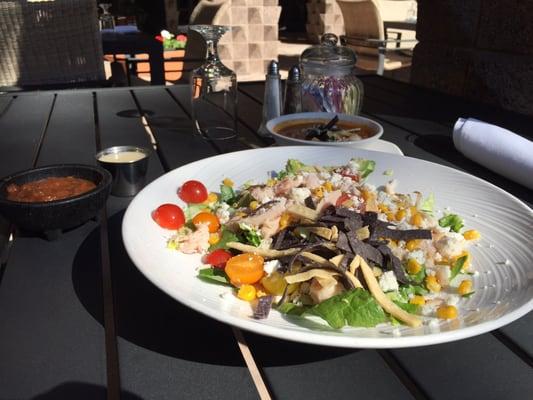 Dining al fresco: AZ Chop salad and a cup of tortilla soup in the background