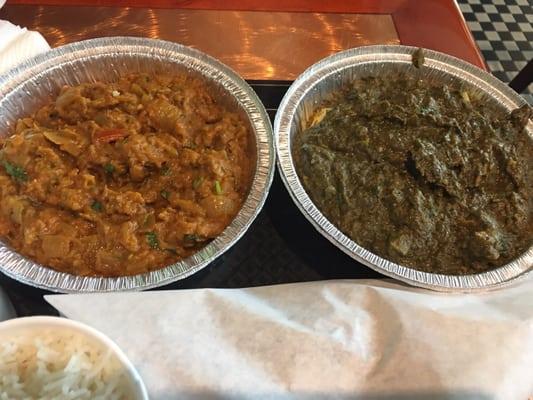 Baingan Bharta and saag paneer