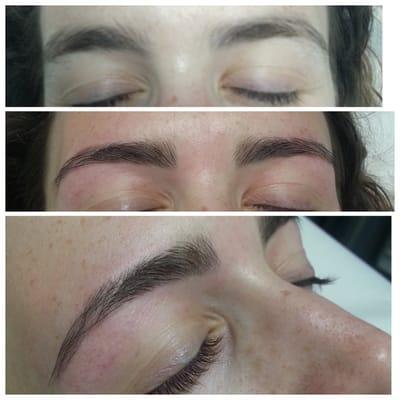 Brow shaping + tint client wanted to keep her natural shape but cleaned up. A tint is great for those who have a low maintenance routine
