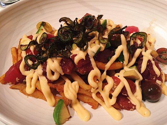Ahi poke fries! A little too salty but still good