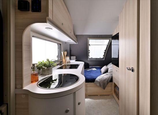 The spacious interior of the TAB 400 Travel Camper. Tiny camper living at it's finest.