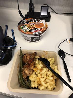 Mac n cheese, way better than my instant ramen emergency pack at desk