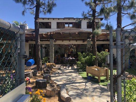 Large open outdoor space complete with an open air atrium for meals and activities