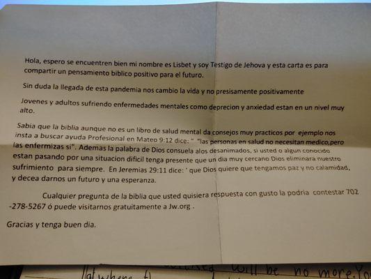 I don't know Spanish but this was also included with the letter.